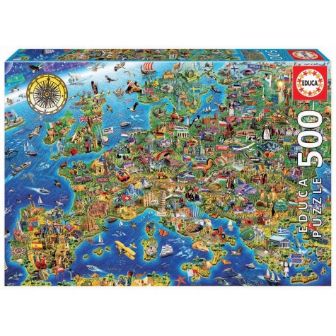 EDUCA Puzzle Šílená mapa Evropy 500 dílků ~ 1