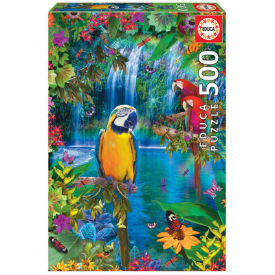 EDUCA Puzzle Ráj tropických papoušků 500 dílků