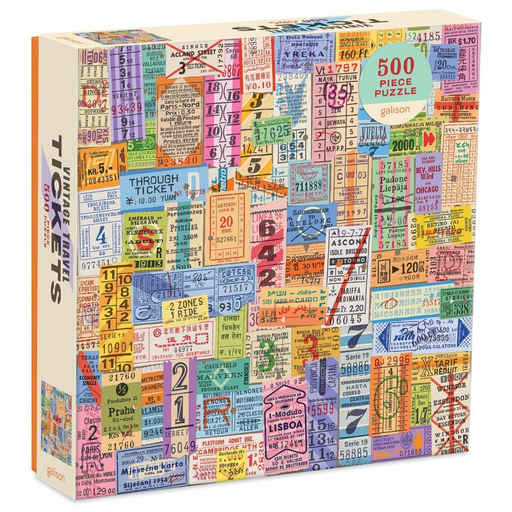 GALISON Čtvercové puzzle Vintage Cestovní lístky 500 dílků