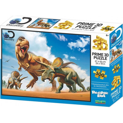 PRIME 3D Puzzle T-Rex vs.Triceratops 3D 500 dílků