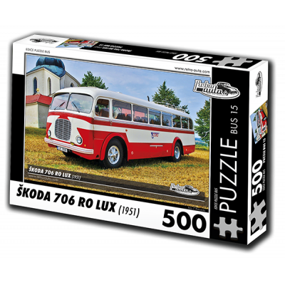 RETRO-AUTA Puzzle BUS č. 15 Škoda 706 RO LUX (1951) 500 dílků