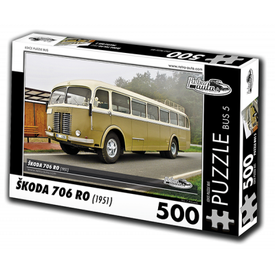 RETRO-AUTA Puzzle BUS č. 5 Škoda 706 RO (1951) 500 dílků