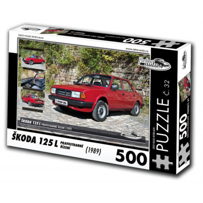 RETRO-AUTA Puzzle č. 32 Škoda 125 L (1989) - pravostranné řízení 500 dílků