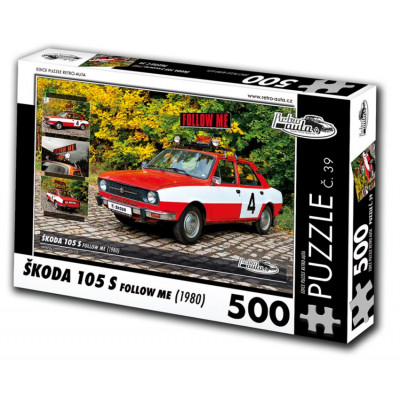 RETRO-AUTA Puzzle č. 39 Škoda 105 S Follow Me (1980) 500 dílků