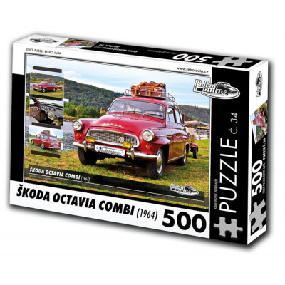 RETRO-AUTA Puzzle č. 34 Škoda Octavia Combi (1964) 500 dílků
