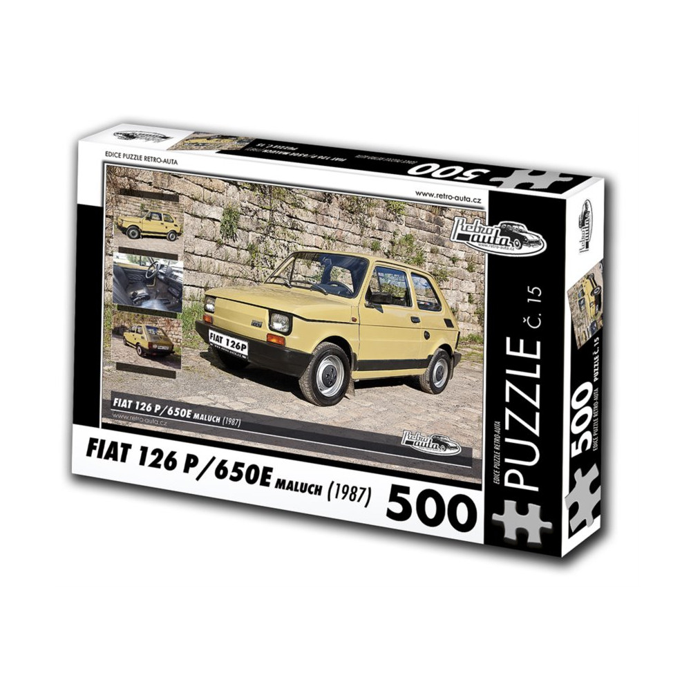 RETRO-AUTA Puzzle č. 15 Fiat 126 P,650E Maluch (1987) 500 dílků