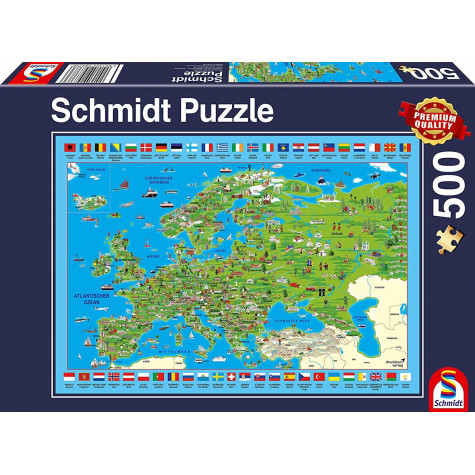 SCHMIDT Puzzle Ilustrovaná mapa Evropy 500 dílků ~ 1
