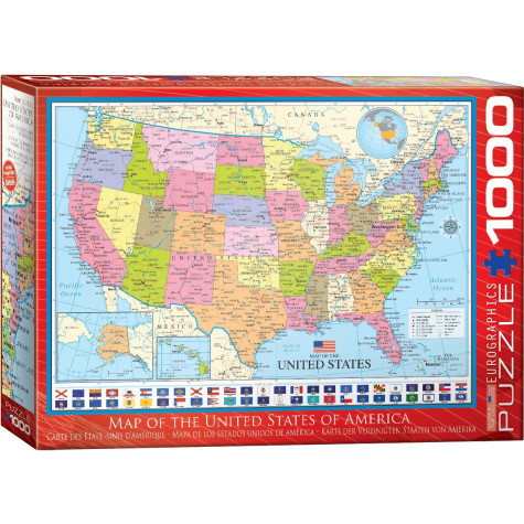 EUROGRAPHICS Puzzle Politická mapa USA 1000 dílků ~ 1
