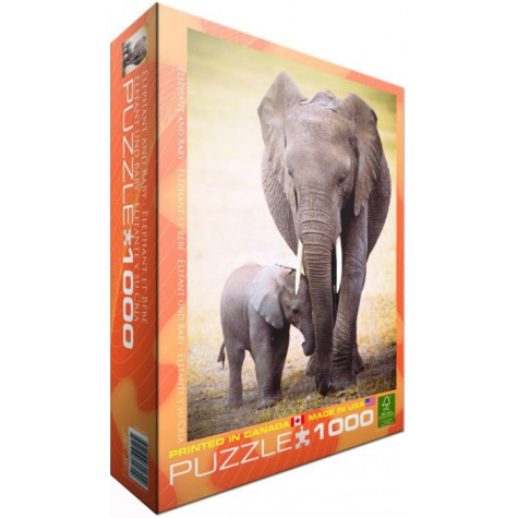 EUROGRAPHICS Puzzle Slon a slůně 1000 dílků ~ 1