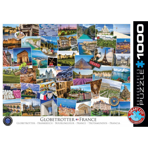 EUROGRAPHICS Puzzle Světoběžník - Francie 1000 dílků ~ 1