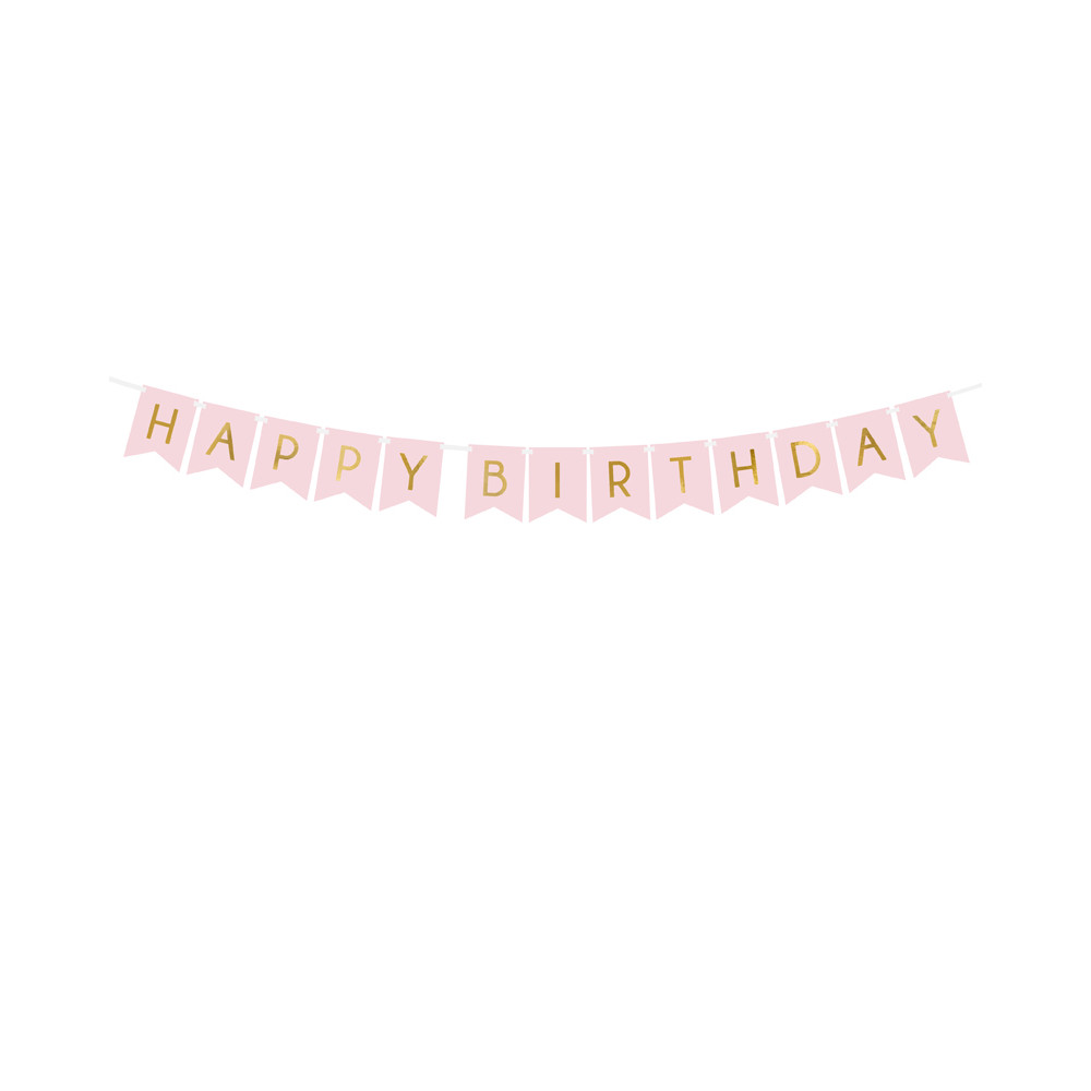 Papírový banner - Happy Birthday - růžový
