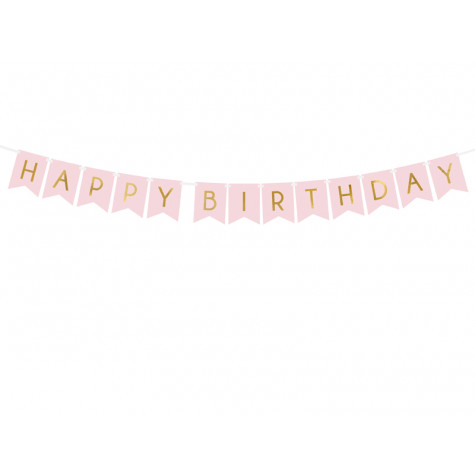 Papírový banner - Happy Birthday - růžový ~ 1