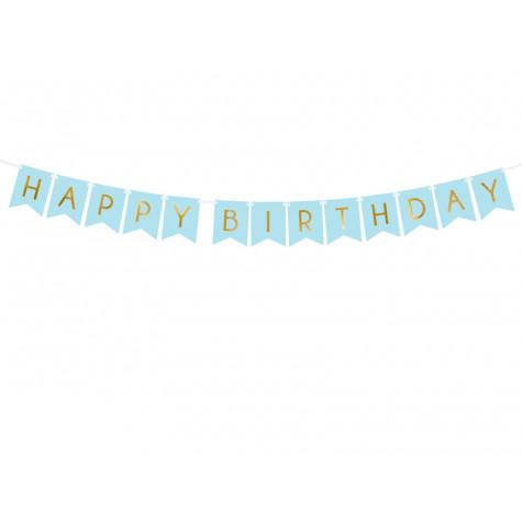 Papírový banner - Happy Birthday - modrý