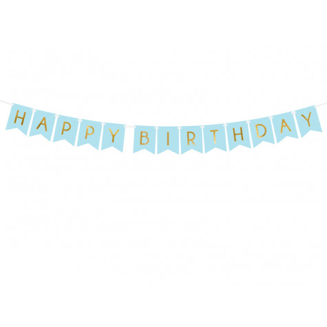Papírový banner - Happy Birthday - modrý ~ 2