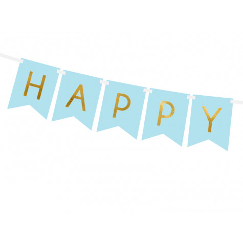Papírový banner - Happy Birthday - modrý ~ 3