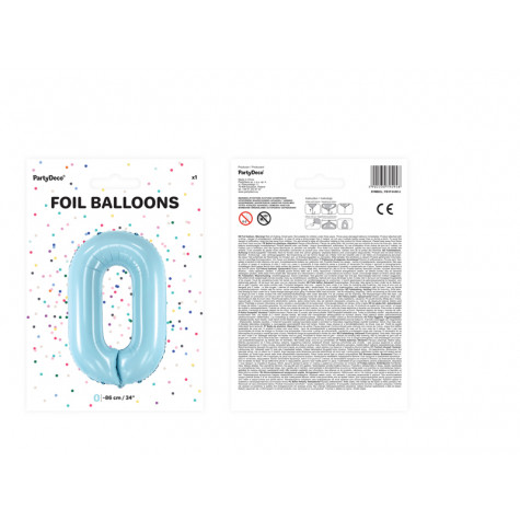 Fóliový balónek 86 cm - číslo 0 - modrý