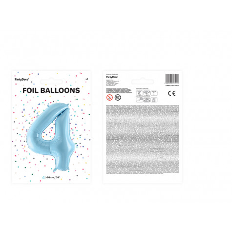 Velký fóliový balónek 86 cm modrý - číslo 4 ~ 3