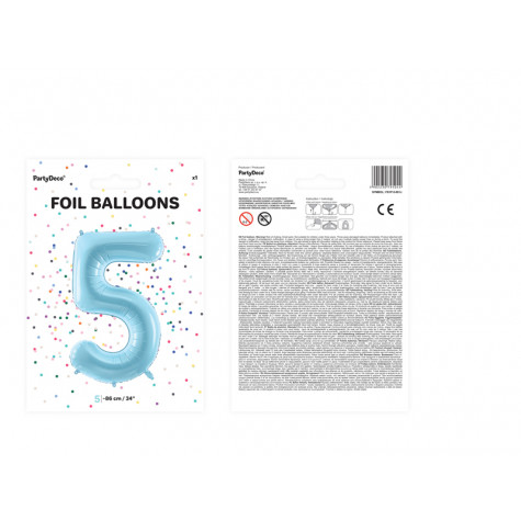 Velký fóliový balónek 86 cm modrý - číslo 5 ~ 3