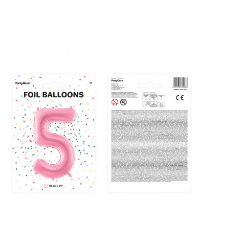 Velký fóliový balónek 86 cm růžový - číslo 5 ~ 3
