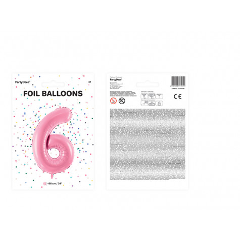 Velký fóliový balónek 86 cm růžový - číslo 6 ~ 3