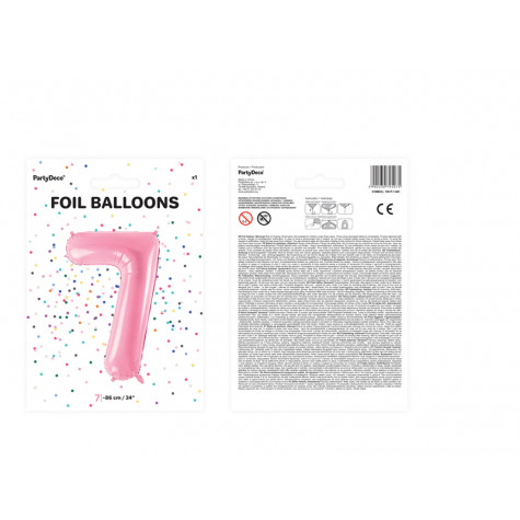 Velký fóliový balónek 86 cm růžový - číslo 7 ~ 3