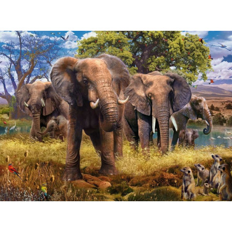 RAVENSBURGER Puzzle Stádo slonů 500 dílků ~ 2