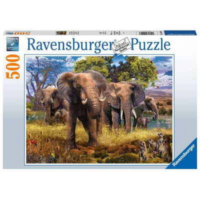 RAVENSBURGER Puzzle Stádo slonů 500 dílků