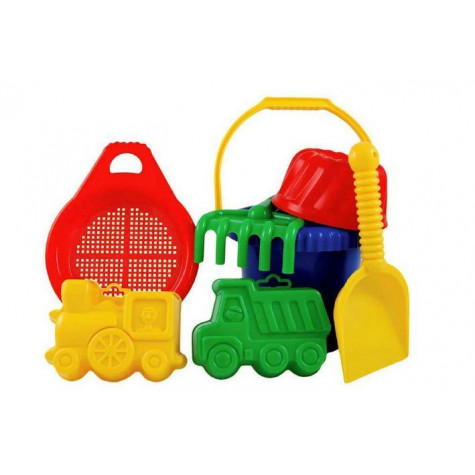 Lori Kbelík sítko lopatka hrabičky 3 bábovky plast v síťce 20x28x12cm 12m+ ~ 1