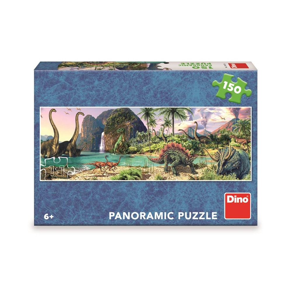 Dino Dinosauři u jezera panoramic puzzle 150 dílků