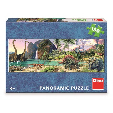 Dino Dinosauři u jezera panoramic puzzle 150 dílků