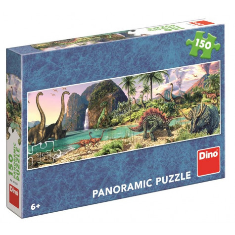 Dino Dinosauři u jezera panoramic puzzle 150 dílků