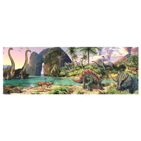 Dino Dinosauři u jezera panoramic puzzle 150 dílků