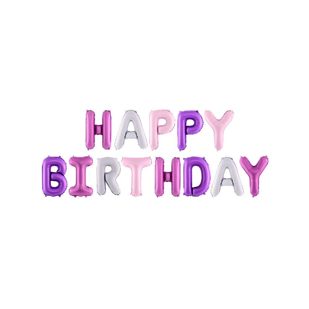 Nafukovací balónky - nápis Happy Birthday - růžový