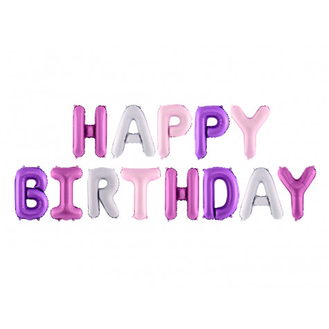 Nafukovací balónky - nápis Happy Birthday - růžový ~ 1