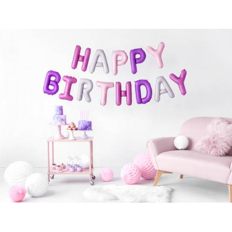 Nafukovací balónky - nápis Happy Birthday - růžový
