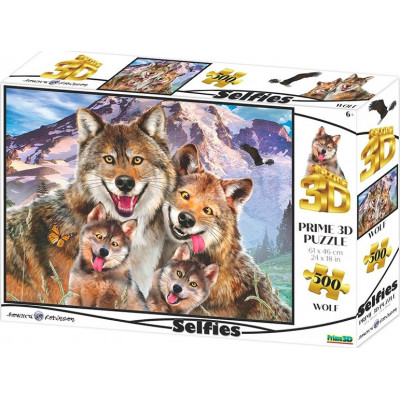 PRIME 3D Puzzle Vlčí selfie 3D 500 dílků