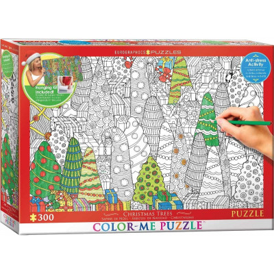 EUROGRAPHICS Color me puzzle Vánoční stromky 300 dílků + sada na zavěšení