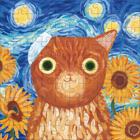 MUDPUPPY Puzzle v plechovce Artsy Cats: Vincat Van Gogh 100 dílků