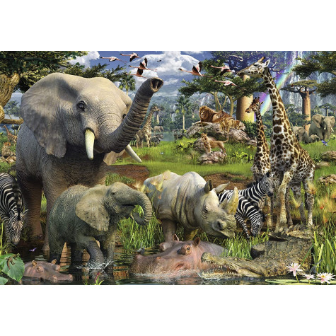 RAVENSBURGER Puzzle Zvířata u zdroje vody 18000 dílků