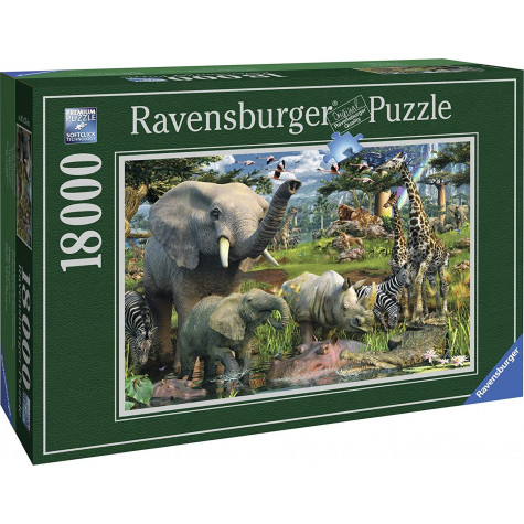 RAVENSBURGER Puzzle Zvířata u zdroje vody 18000 dílků