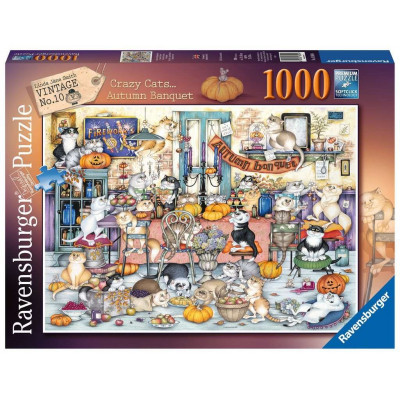 RAVENSBURGER Puzzle Crazy Cats: Podzimní hostina 1000 dílků