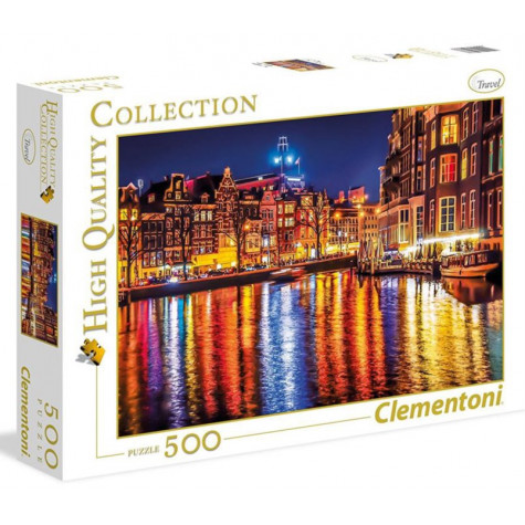 CLEMENTONI Puzzle Noční Amsterdam, Nizozemsko 500 dílků ~ 1