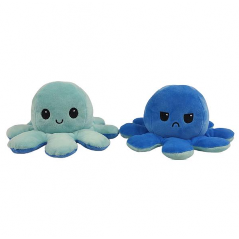 Oboustranný plyšák - chobotnice - modrá