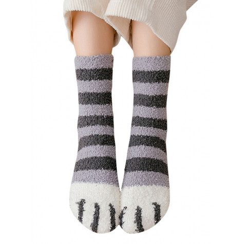 Proužkované ponožky tlapičky - šedé - vel. uni