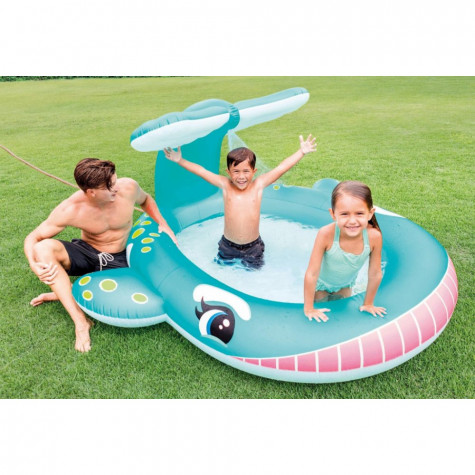 Intex 57440 Dětský bazén velryba s rozstřikováním 201x196cm ~ 2