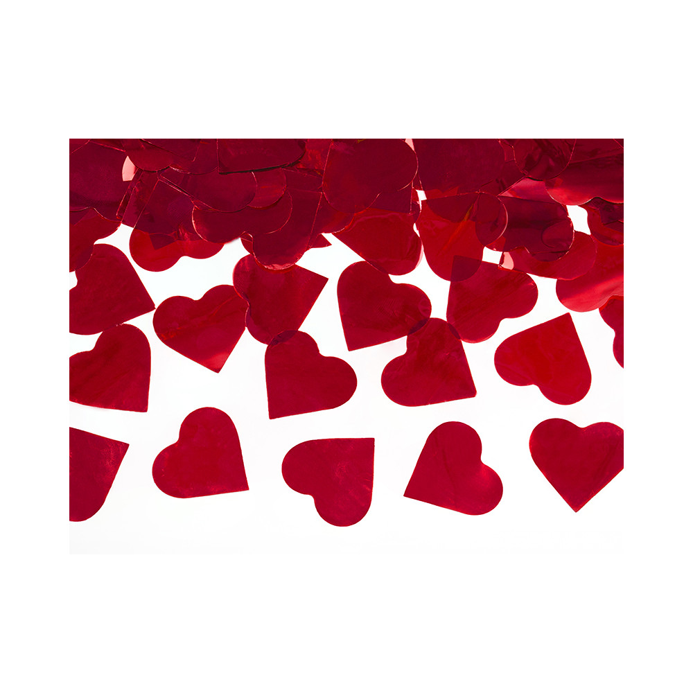 Vystřelovací konfety 40 cm - Srdíčka - červené