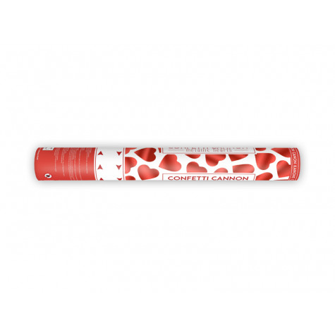 Vystřelovací konfety 40 cm - Srdíčka - červené
