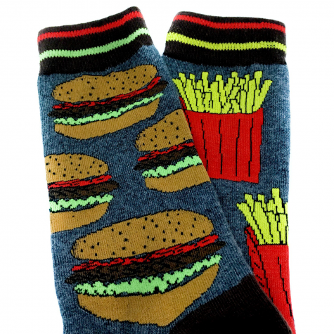 Veselé ponožky šedé - Hranolky a burger - vel. uni