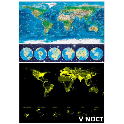EDUCA Svítící puzzle Mapa světa 1000 dílků
