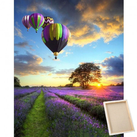Diamantové malování s rámem - létající balón ~ 1